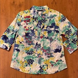 Karen Scott Multicolor Abstract Blouse